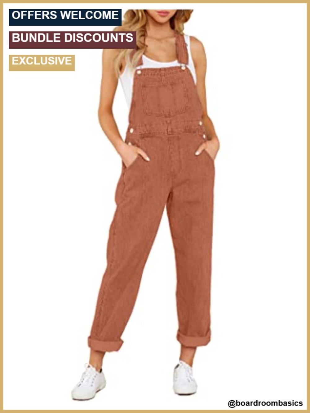 High Rise Stretch Denim Bib Overalls